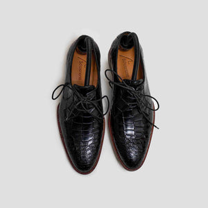 BLACK CROCODILE WHOLECUT DERBIES